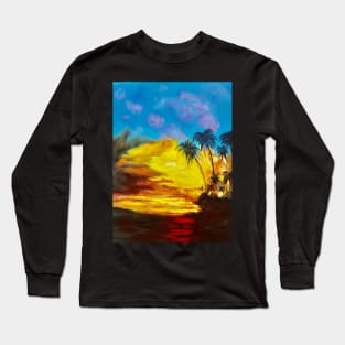 Fire Sunset in Hawaii Long Sleeve T-Shirt